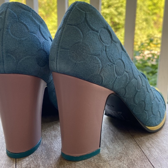 John Fluevog Shoes Attic Iris Patent Toe Pump in Blue Leather Women's Size 6-6.5 - Picture 11 of 16
